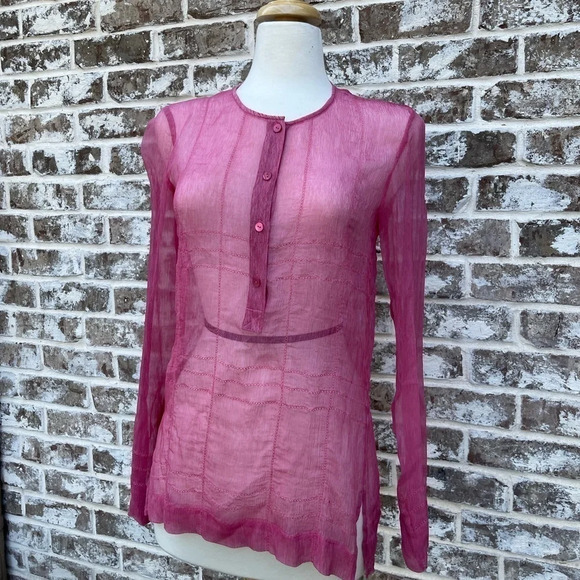 Theory‎ 100% silk pink blouse size P - Picture 1 of 6